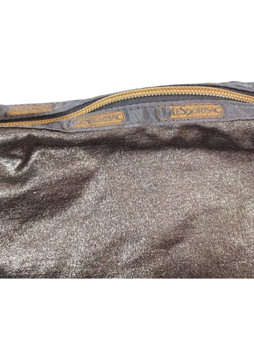 New Lesportsac 19x11 Metallic Hobo Zip Around Expandable Adjustable Shoulder Bag - Picture 6 of 8